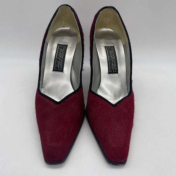 Vintage Sergio Zelcer Spanish Leather Womens 8 Heels Red Leather Cow Hide Shoes - Picture 3 of 13